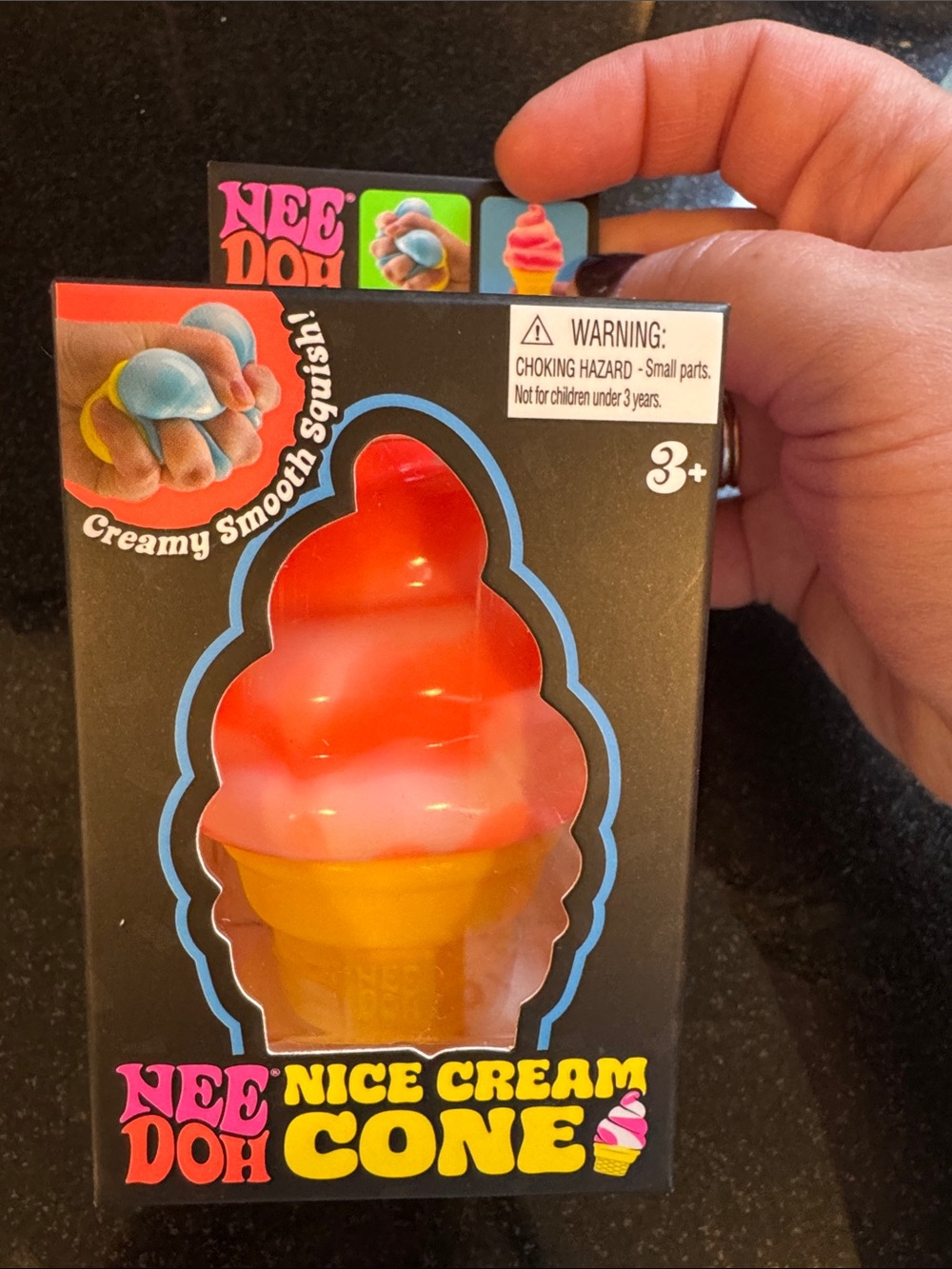 NIB 100% Auth NeeDoh Nice Cream Cone Squishy Toy - Orange and Yellow